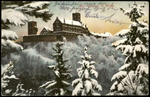 Ansichtskarte Eisenach Die Wartburg im Winter 1911