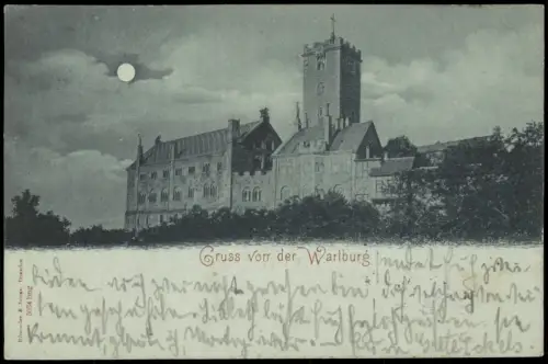 Ansichtskarte Eisenach Wartburg - Mondscheinlitho 1899