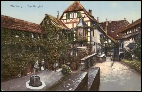 Ansichtskarte Eisenach Burghof der Wartburg 1910