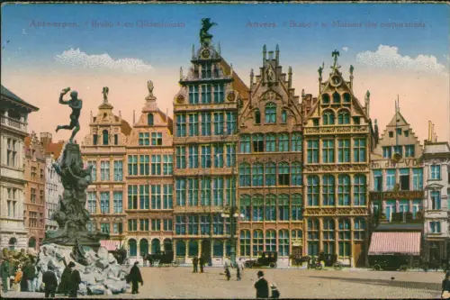Postkaart Antwerpen Anvers Brabo en Gildenhuizen 1910