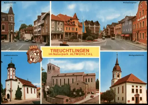 Treuchtlingen Mehrbildkarte Bahnhofstraße Lambertuskirche Markgrafenkirche 1975