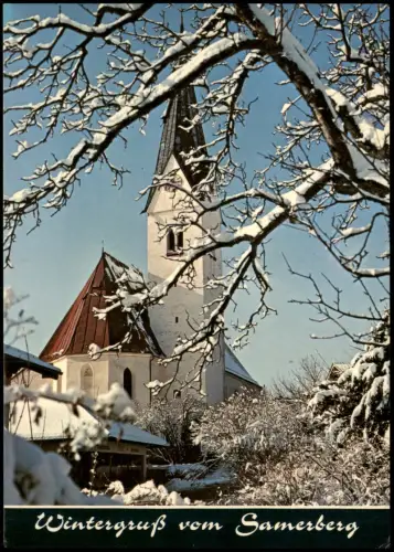 Ansichtskarte Törwang-Samerberg Pfarrkirche Wintergruß vom Samerberg 1975