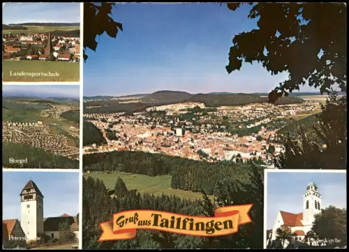Tailfingen-Albstadt Mehrbildkarte u.a. Landessportschule, Kirche, Stiegel 1975