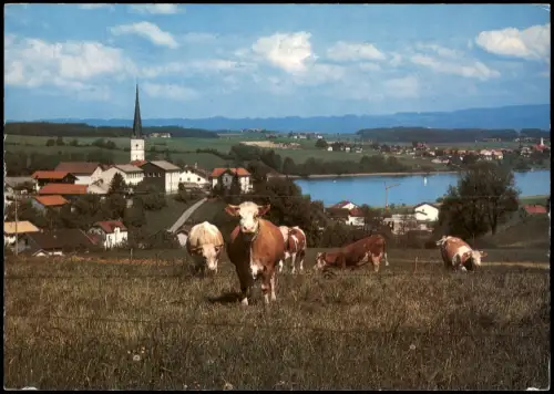 Taching am See Panorama-Ansicht im Hintergrund Tettenhausen und See 1990