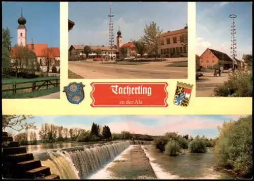 Tacherting Mehrbildkarte mit 4 Ortsansichten, T. an der Alz 1993