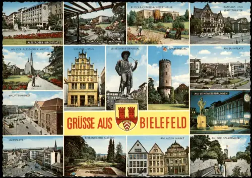 Bielefeld MB u.a. mit Bahnhof, Kirchplatz, Crüwell-Haus, Sparrenburg uvm. 1965