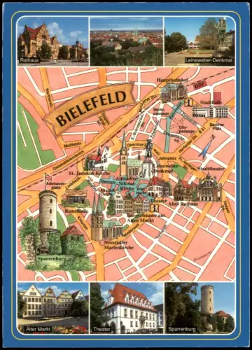 Bielefeld Mehrbildkarte mit Ortsansichten und Teil-Stadtkarte 2010