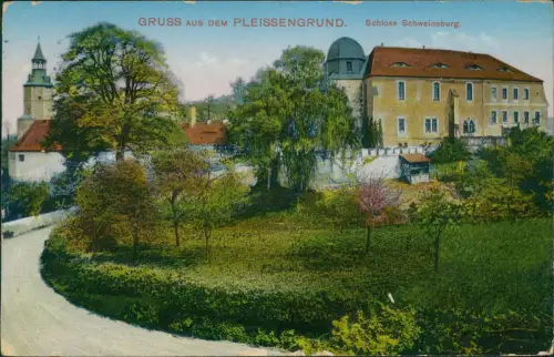 Ansichtskarte Neukirchen (Pleiße) Schloss Schweinsburg 1913