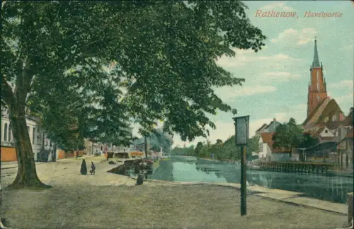 Ansichtskarte Rathenow Havelpartie - Straße 1916