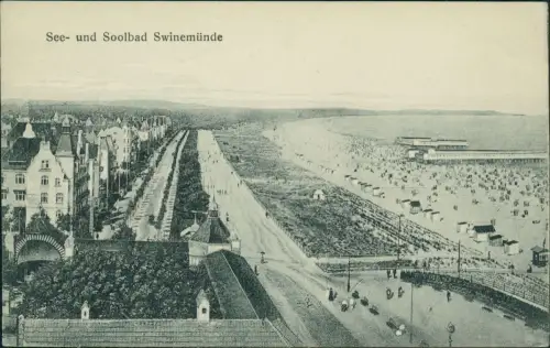 Postcard Swinemünde Świnoujście Blick über die Strandpromenade 1915  Pommern