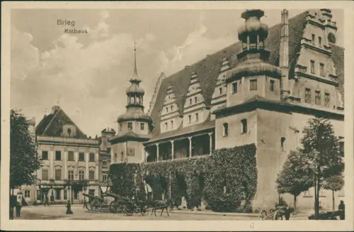 Postcard Brieg Brzeg Piastenschloß, Mohren Apotheke Kutsche Kanone 1924