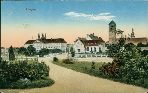 Postcard Glogau Głogów Partie an der Stadt 1919