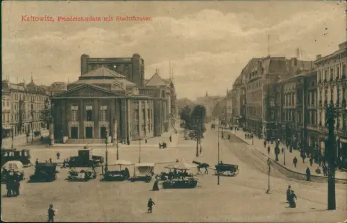 Postcard Kattowitz Katowice Friedrichsplatz Marktstände 1912