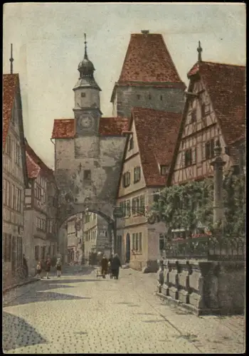 Ansichtskarte Rothenburg ob der Tauber Markusturm mit Röderbogen 1915