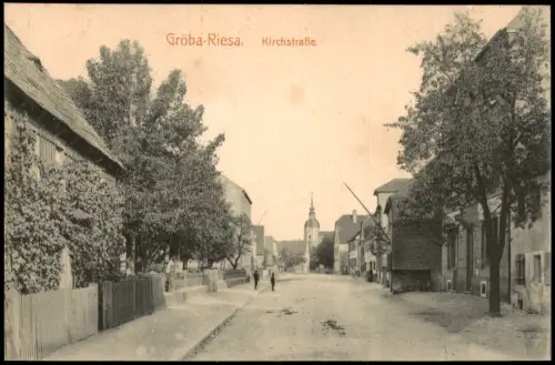 Ansichtskarte Gröba-Riesa Kirchstraße. 1912