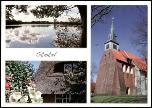 Loxstedt MB Stoteler See, Reetdachhaus, St.-Margarethen-Kirche Stotel 2000