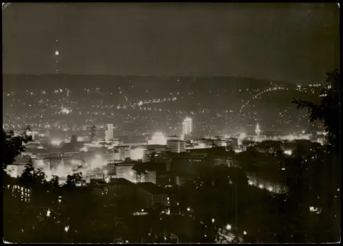 Ansichtskarte Stuttgart Panorama-Ansicht bei Nacht 1965