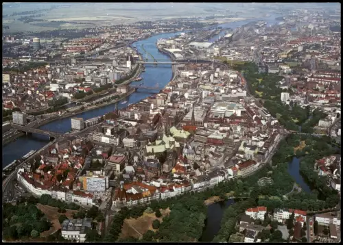 Ansichtskarte Bremen Luftbild Luftaufnahme Blick über die City 1990