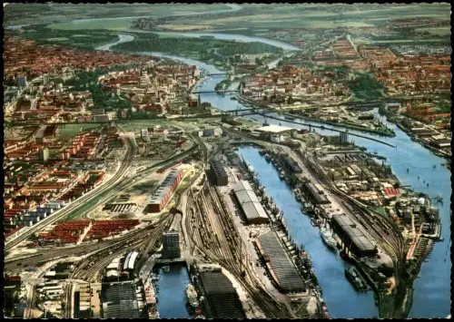 Ansichtskarte Bremen Luftbild Luftaufnahme Hafen-Bereich 1960