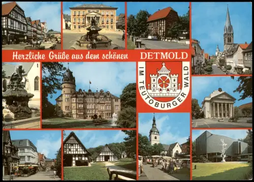 Ansichtskarte Detmold Mehrbildkarte mit diversen Stadtteilansichten 1980