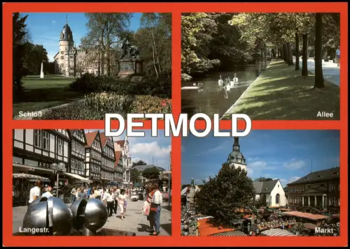 Ansichtskarte Detmold Mehrbildkarte Schloss, Langestr., Allee, Markt 2000