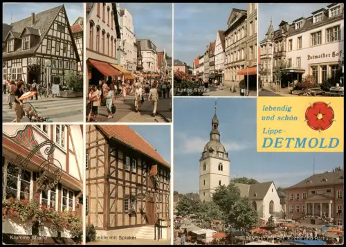 Detmold Mehrbildkarte Stadtteilansichten, Krumme Str. Lange Str. uvm. 1980