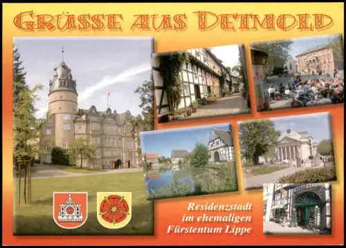 Detmold Mehrbildkarte u.a. Residenz-Schloss, Landestheater, Rathaus uvm. 2000