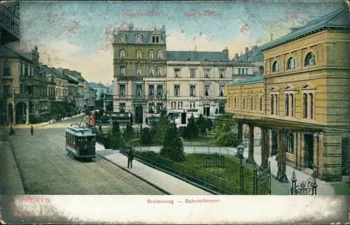 Ansichtskarte Bremen Hotel Reichshof Breitenweg Bahnhofstrasse 1917