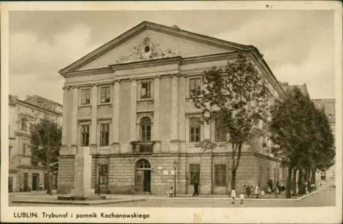 Postcard Lublin Trybunal i pomnik Kochanowskiego 1940  gel. Feldpost WK2