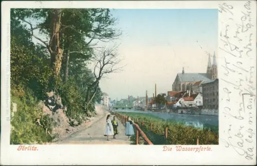 Ansichtskarte Görlitz Zgorzelec Wasserpforte Neiße 1902