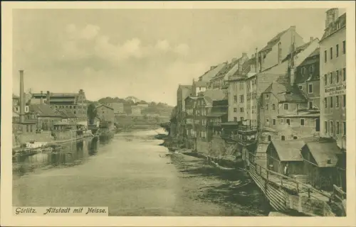 Postcard Görlitz Zgorzelec Altstadt Fabrik Neiße 1924