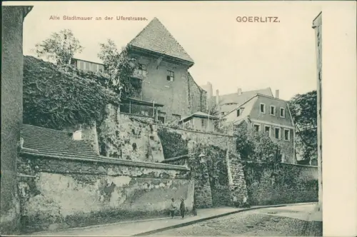 Ansichtskarte Görlitz Zgorzelec Alte Stadtmauer an der Uferstrasse. 1912