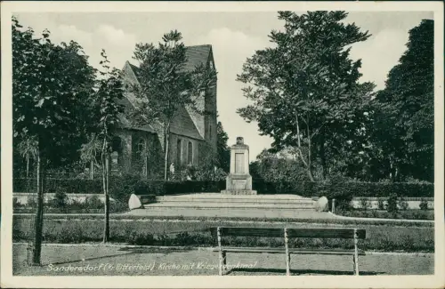 Ansichtskarte Brehna-Sandersdorf-Brehna Kirche mit Kriegerdenkmal 1938