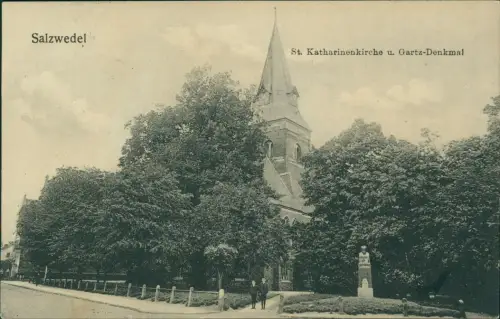 Ansichtskarte Salzwedel St. Katharinenkirche u. Gartz-Denkmal 1911