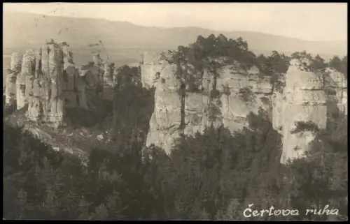 Postcard Turnau Turnov Felsformation Čertova ruka (Teufelshand) 1928