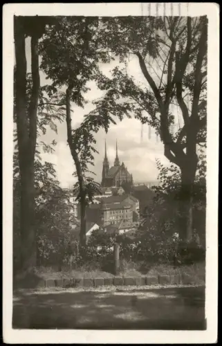Brünn Brno Dom St. Peter und Paul (Petrov) durch Bäume gesehen 1934