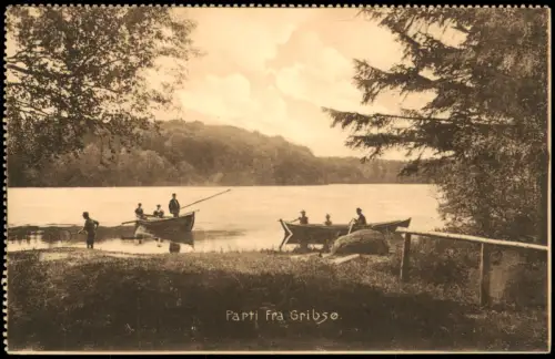 Postcard Hillerod Hillerød Partie am Gribsø mit Ruderbooten 1910