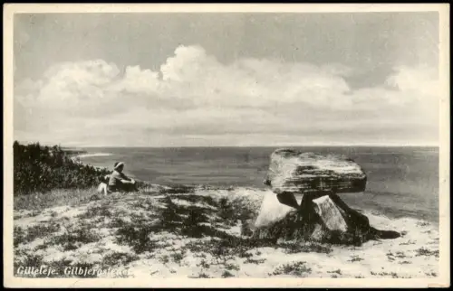 Postcard Gilleleje Gilbjergstenen an der Steilküste 1930