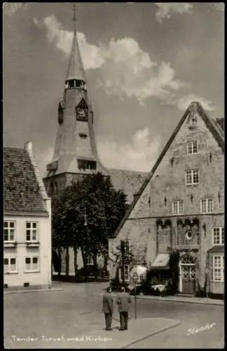 Postcard Tondern Tønder (Tynne / Tuner) Marktplatz mit Kirche 1940