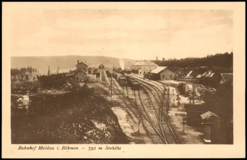 Postcard Moldau Moldava Bahnhof Böhmen 1912