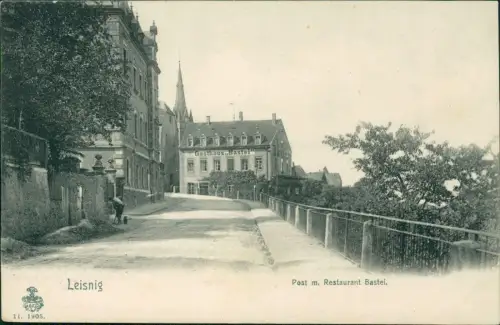 Ansichtskarte Leisnig Post m. Restaurant Bastei. 1910