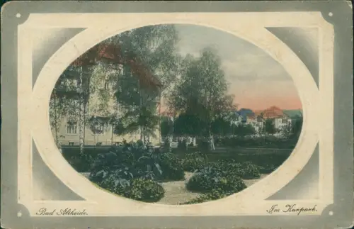 Postcard Bad Altheide Polanica-Zdrój Kurpark Häuser 1912 Passepartout
