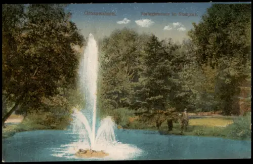 Ansichtskarte Großenhain Springbrunnen im Stadtpark. 1912