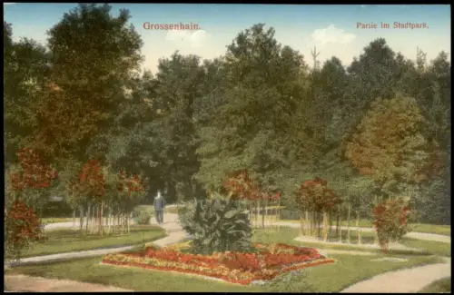 Ansichtskarte Großenhain Partie im Stadtpark. Mann 1912