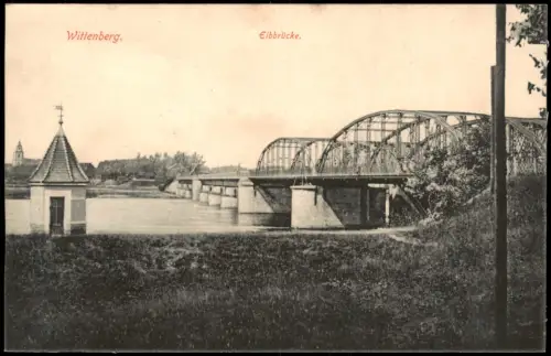 Ansichtskarte Lutherstadt Wittenberg Elbbrücke. 1912