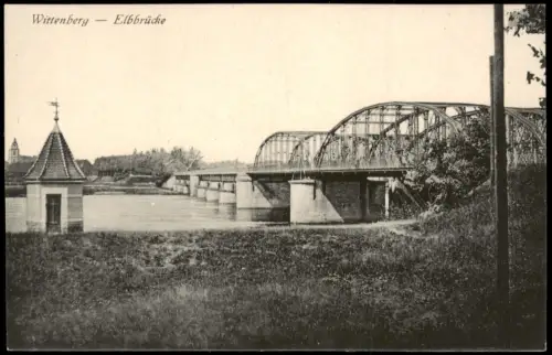 Ansichtskarte Lutherstadt Wittenberg Elbbrücke. 1912