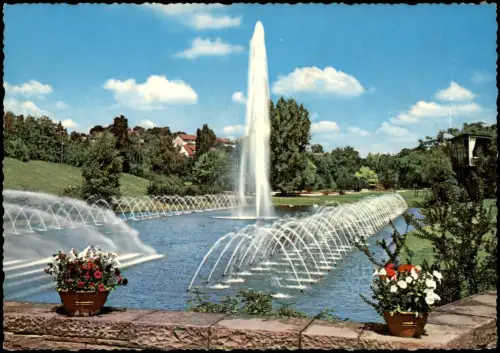 Ansichtskarte Stuttgart Höhenpark Killesberg, Wasserspiele Wasserkunst 1970