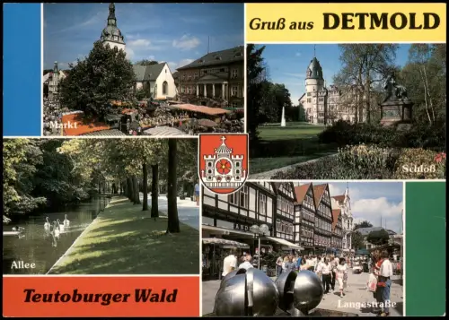 Ansichtskarte Detmold Markt, Schloss, Allee, Langestraße 1995