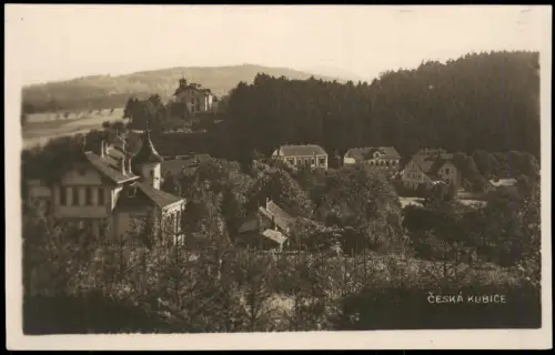 Böhmisch Kubitzen (Česká Kubice) Ortsansicht mit Villen und Waldlandschaft 1927