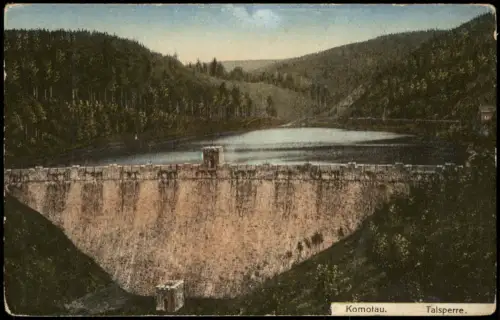 Postcard Komotau Chomutov Talsperre mit Staumauer 1910